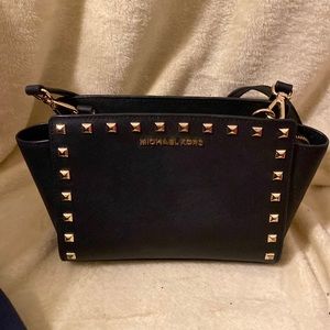 Michael Kors Black and Gold Hardware Long Strap Purse